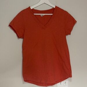 PACT 100% Organic Cotton Short Sleeve V-Neck Tee orange small